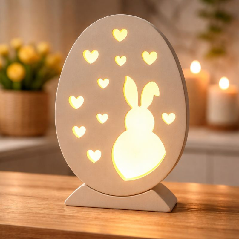 Oster Ei mit Beleuchtung Hase mit Herzen Osterdeko kaufen